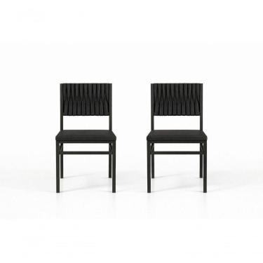 Imagem de Kit 2 Cadeiras Externa Corda Náutica Preto Pto Milon Solare