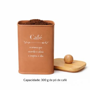 Imagem de Pote Para Café Com Tampa Hermética De Bambu Terracota