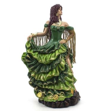 Imagem de Imagem Cigana Luxo Verde Resina 25 Cm