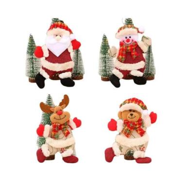 Imagem de Bonecos De Pelúcia De Papai Noel, Boneco De Neve E Rena Para Decoração