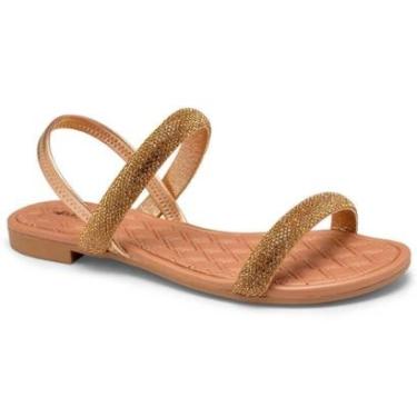 Imagem de Sandália Feminina Mississipi Rasteira Metalizada com Brilhos-Feminino