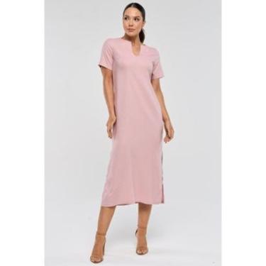 Imagem de Vestido Midi PKS Decote V Linho Rosê-Feminino