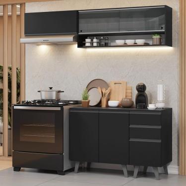 Imagem de Armário de Cozinha Compacta 200 cm Preto Nice Madesa 14