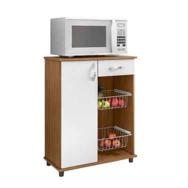 Imagem de Balcão Fruteira 67cm Multiuso Cozinha bancada Freijó Branco