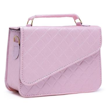 Imagem de Bolsa Feminina OEM Lolita Clutch Couro Eco 14x17x6 cm Rosa Matelassê Pequena