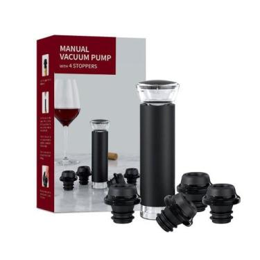 Imagem de Jogo 2 Tampas A Vacuo Garrafa Vinho Home&co Plástico Preto - HOME & CO