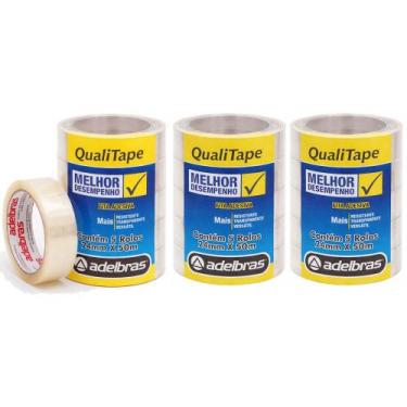 Imagem de Kit Com 15 Fitas Adesivas Qualitape 24mm Por 50 Metros - Adelbras