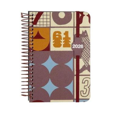 Imagem de Agenda 2026 Confetti Diária Clássica Mosaico Vintage Peixe