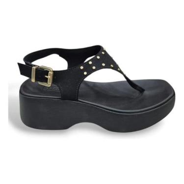 Imagem de Sandália Plataforma Moleca Tachas Turim, Preto, 36