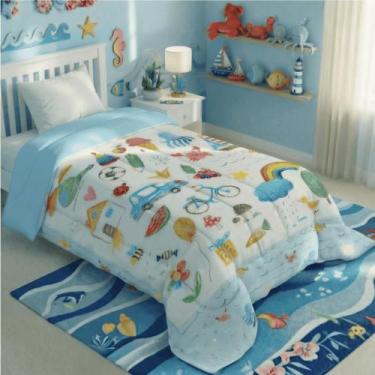Imagem de Edredom Solteiro 1PC Estampado Dupla Face 400 Fios Premium Grosso Maci