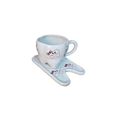Imagem de xicara de cafe com pires em Formato de dente de Porcelana - Decore Cas