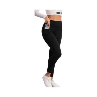 Imagem de Leggings Femininas De Cintura Alta Com Forro Térmico E Bolsos, Quentes