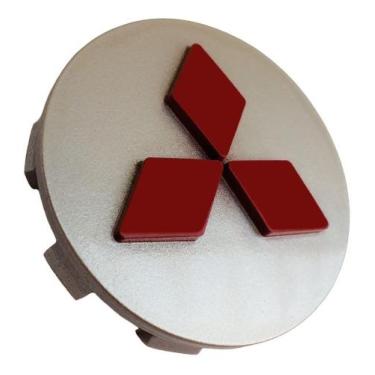 Imagem de Calota calotinha Roda Mitsubishi L200 Triton TR4 Prata Com Vermelho 55