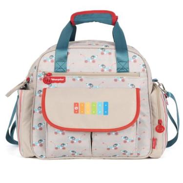 Imagem de Mochila Bolsa Térmica Bebê Fisher Price Vários Bolsos Bege