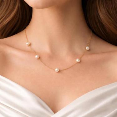Imagem de Colar De Pérolas 5mm Ouro 18k Pérolas Naturais - 50cm - S.Demór Joias
