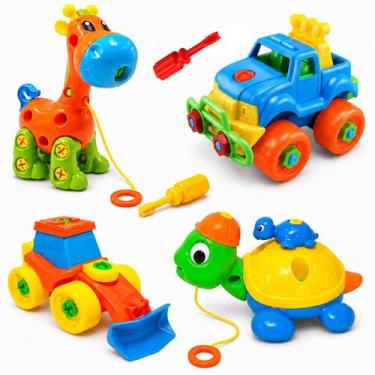 Imagem de Carrinhos e Animais Educativos Aprendizado e Desenvolvimento Monta e D