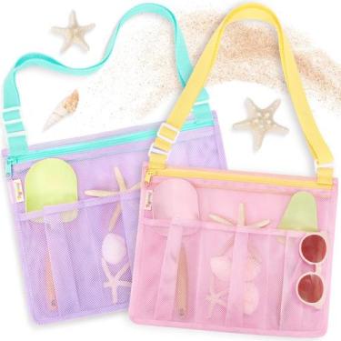 Imagem de Brinquedos de praia Mesh Beach Bags Tagitary para crianças rosa/roxo