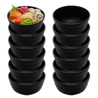 Imagem de Jogo 12 Bowl Preto Tigela Japonesa Tokyo Melamina Comida Restaurante 4