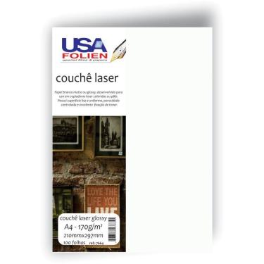 Imagem de Papel Couche Usa Folien A4 Brilhante 170g Branco para Impressoras Laser