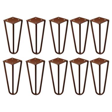 Imagem de Kit 10 Pés Hairpin Legs de Metal G41 15CM Ferro Bronze Contemporâneo Gran Belo