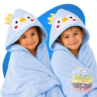 Imagem de Kit 2 Toalha D Bebe Infantil Macia Capuz Orelhinha Divertida - Hxt, Az