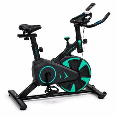 Imagem de Bicicleta Spinning Ergométrica Azul 4kg 7 Níveis de Resistência com Pa