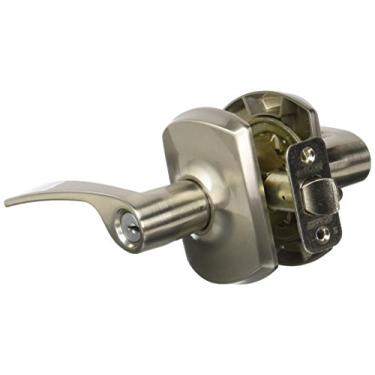 Imagem de Schlage Lock Company F51AMER619GRW Maçaneta de porta com chave Merano F51A à prova de pânico com Greenwic, níquel acetinado