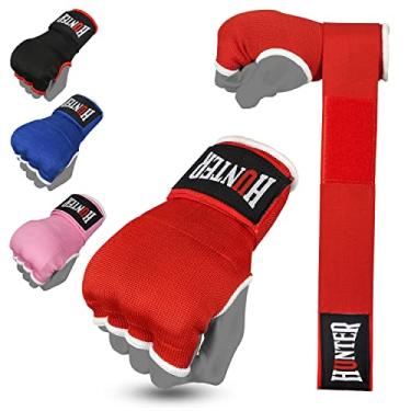 Imagem de Luvas internas acolchoadas com gel da Hunter com envoltórios de mão para boxe (conjunto de 2 luvas), Vermelho, L-XL