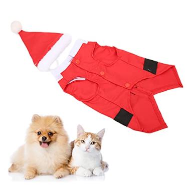 Imagem de Shanrya Roupa de Natal para gatos, interessante e respirável fantasia de Natal para uso diário em festas de aniversário (P)