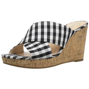 Imagem de Jessica Simpson Sandália feminina SEENA Wedge, Preto/branco, 7 Medium US