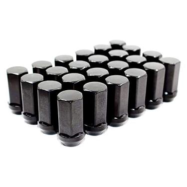 Imagem de Conjunto de 24 porcas tipo bolota preta sextavada Veritek 14 x 1,5 mm 45 mm comprimento total 7/8 22 mm para rodas de caminhão SUV personalizadas