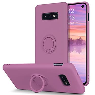 Imagem de BENTOBEN Capa para Samsung Galaxy S10e, borracha macia de silicone fina com anel de 360° suporte suporte suporte para carro capa protetora à prova de choque para Samsung Galaxy S10e 5,8 polegadas, flor de cerejeira roxo