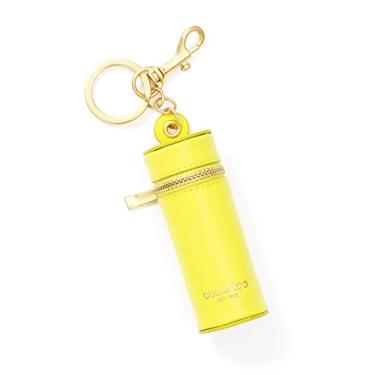 Imagem de Cockatoo Porta-batom com zíper Nappa Leaeher com chaveiro, Amarelo brilhante