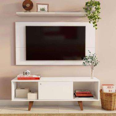 Imagem de rack com painel para tv até 42 polegadas samuel branco 135 cm