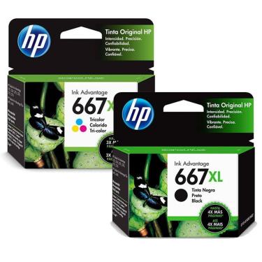 Imagem de Kit de cartuchos originais 667 XL color + black Deskjet 2376, 2774, 2776, 6476 