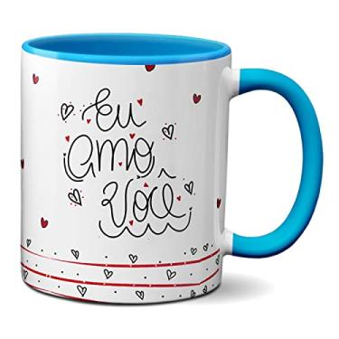 Imagem de Caneca Flork Meme Namorados Apaixonados Beijo Eu Amo Você (Azul)