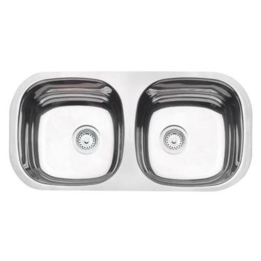 Imagem de Cuba Dupla Aço Inox Polido 72 x 34cm com Válvula - Perfecta - Tramontina