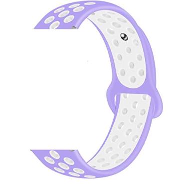 Imagem de Pulseiras esportivas NSmart Smartwatch 22mm ou 20mm compatível com Samsung Galaxy Watch 3 45mm - 41mm - Galaxy Watch 46mm - Gear S3 Frontier - Amazfit GTR 2 / GTR 3 / GTS / GTS 2 / GTS 3 / GTS mini - Stratos 2 / Stratos 3 - Pace - Hawei GT - Nandos_Store (20mm, Lilás/Branco)