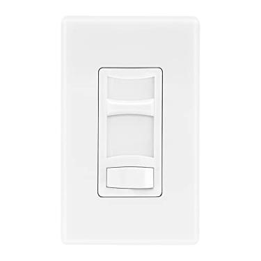 Imagem de Maxxima Interruptor de regulador de intensidade de luz, 3 vias/único polo, decorativo, interruptor de luz elétrica, máximo de 600 watts, compatível com LED, interruptor liga/desliga, placa de parede sem parafusos incluída