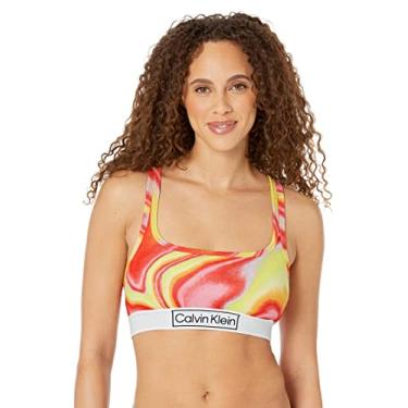 Imagem de Calvin Klein Sutiã feminino Reimagined Heritage Pride sem forro, Impressão iridescente terracota, P