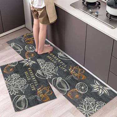 Imagem de Tapetes para piso de cozinha, tapete de área abstrato antiderrapante conjunto de tapetes de cozinha para cozinha sala de jantar, piso casa, escritório, pia, lavanderia 16x47 polegadas
