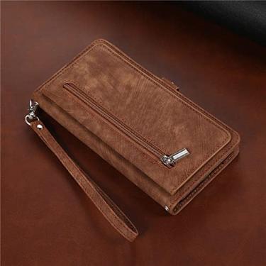 Imagem de Capa de telefone de couro flip longo cordão para Samsung Galaxy A13 A23 A33 A53 A12 A22 A32 A52 S A51 A71 Zíper Carteira Multi Card Cover, marrom, para Samsung A23 (4G 5G)