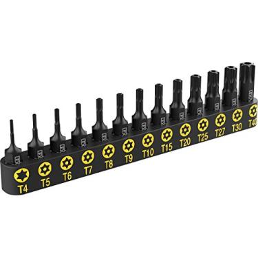 Imagem de LEXIVON Tamper Proof Torx Bit Set, Premium S2 Alloy Steel | 13-Piece Security Star Bits, T4 - T40 | Precision CNC Machined (LX-301)
