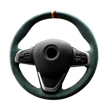 Imagem de Alfanxi Costura à mão Italy Alcantara capa para volante de carro para BMW X1 X2 sDrive28i xDrive28i (verde)