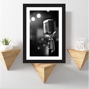 Imagem de 1 Quadro Decorativo Microfone Música Sala Quarto MDF 25x35 Cor:Preto