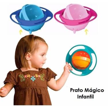 Prato Mágico Giratório Giro 360º Bowl Buba Não Cai Comida Infantil Rosa