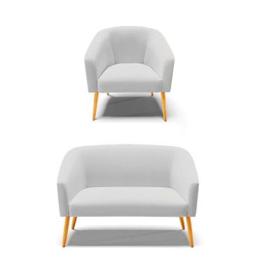 Imagem de Kit 01 Namoradeira 02 Lugares E 01 Poltrona A05 Cinza