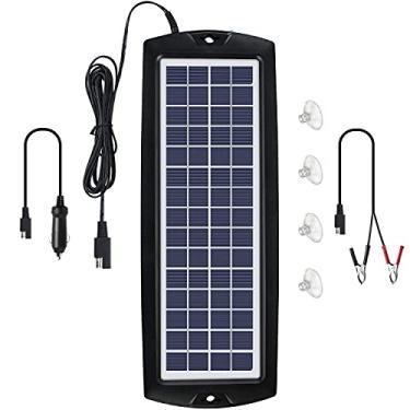 Imagem de Carregador e mantenedor de bateria solar para carro Sunway com painel solar de 12 V carregador de bateria com plugue de isqueiro para carro automotivo motocicleta barco marinho snowmobile Watercraft RVSunway Solar 4W preto SWS-C3W001