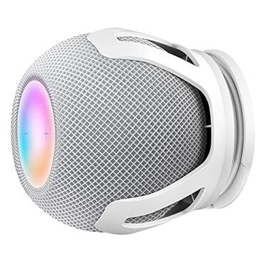 Imagem de HomeMount Compatível com mini suporte de parede Homepod - autoadesivo ou perfurado para casa pod mini suporte perfeito para gerenciamento de cabos homepod mini suporte para economia de espaço homepod mini suporte branco