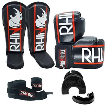 Imagem de Kit Muaythai Kickboxing - Rhino by Spank (16oz, PRETO)